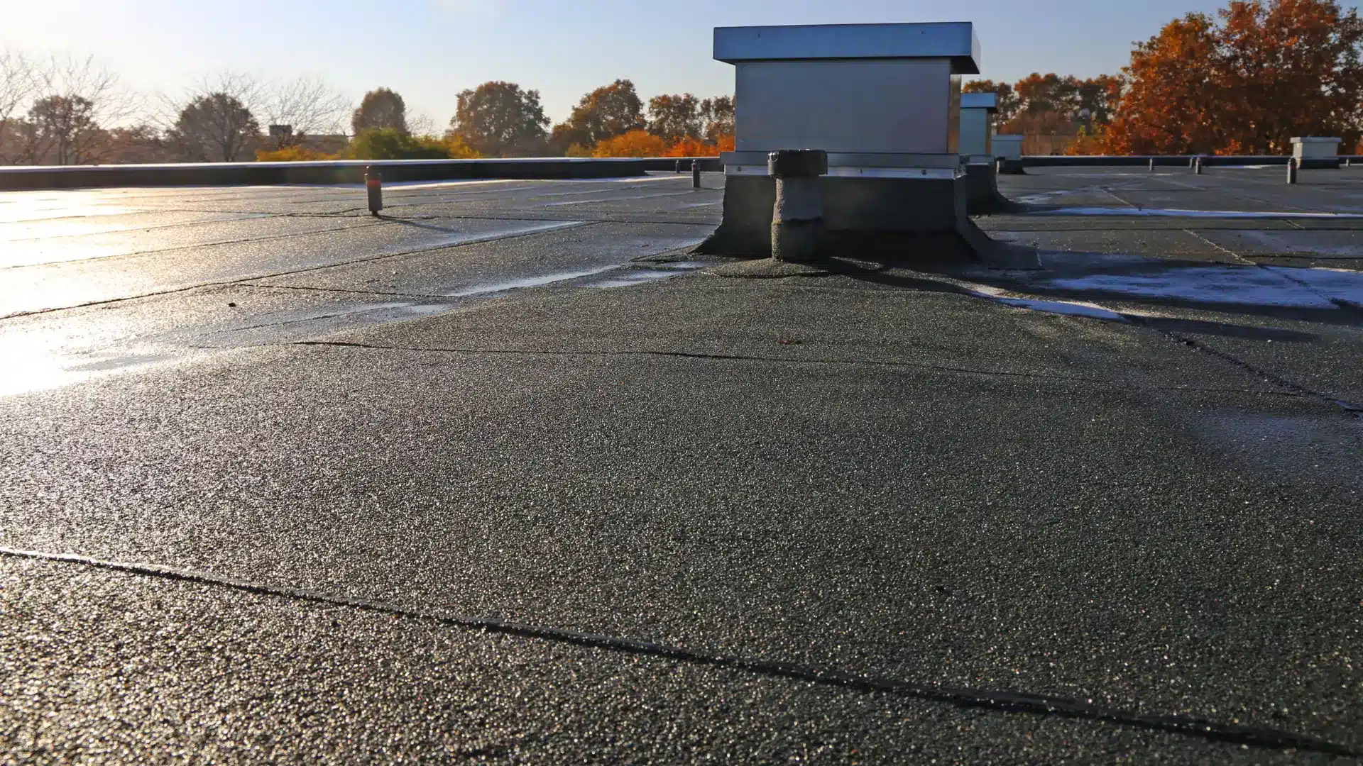 Flat Roof Repair Debris Removal Cherry Town Commercial Roofing Michigan