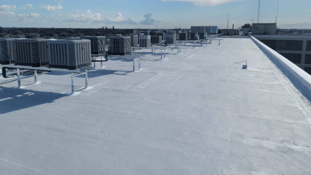 Commercial Roof Liquid Applied Coating Installation Overview Cherry Town Commercial Roofing Michigan